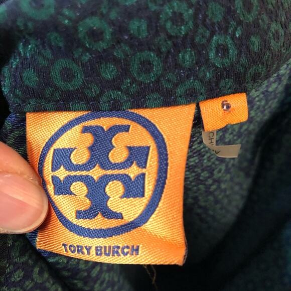 Tory Burch Green & Blue Printed Mini Skirt Womens 6 Classic Pencil Straight - Picture 3 of 8